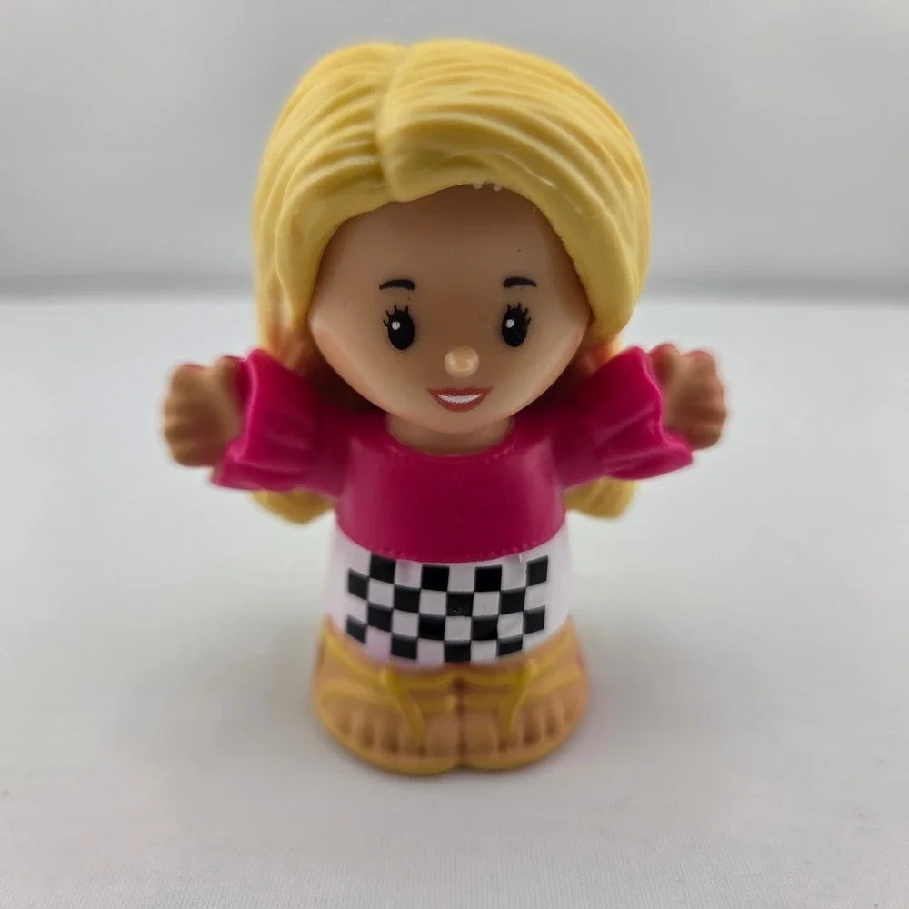 Fisher Price Little People Barbie Blonde Pink Shirt Checkered Skirt Figure 2022 - Picture 1 of 5